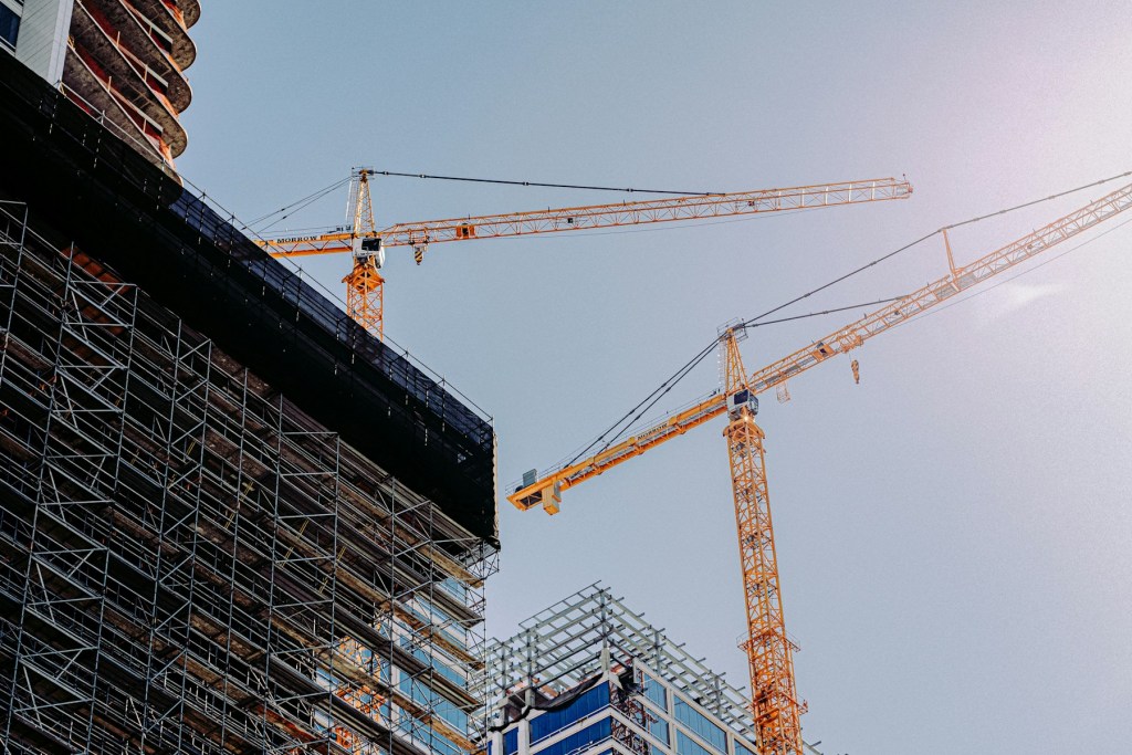 Tower crane on a residential construction site
